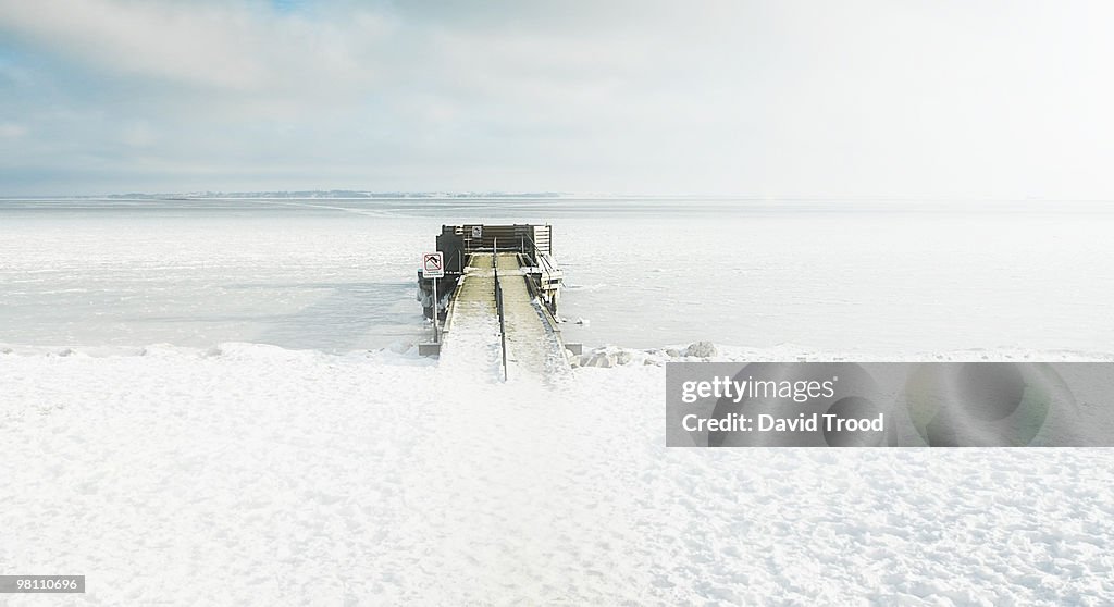 Frozen jetty in the sea