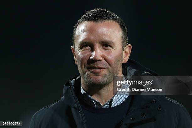 Aaron Mauger, head coach of the Highlanders, looks on ahead ofduring the match between the Highlanders and the French Barbarians at Rugby Park...