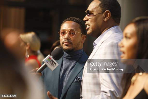 Master P and Romeo Miller arrive at the BET Her Awards Presented By Bumble at Conga Room on June 21, 2018 in Los Angeles, California.