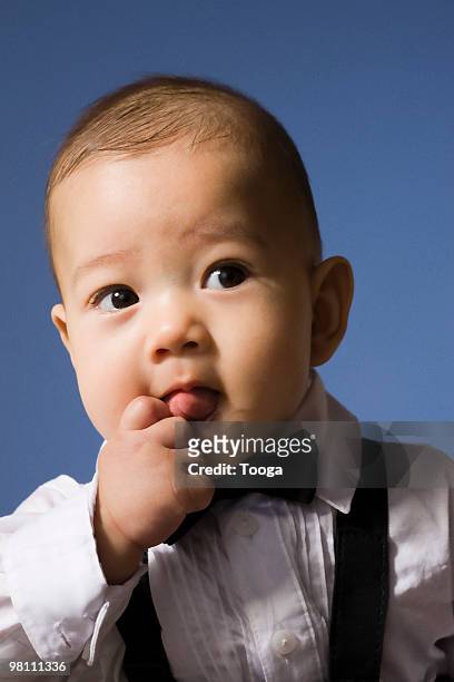 baby in tuxedo - babies and smoking stock-fotos und bilder