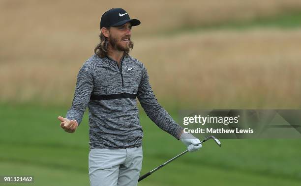 Tommy Fleetwood of England looks on during day two of the BMW International Open at Golf Club Gut Larchenhof on June 22, 2018 in Cologne, Germany.