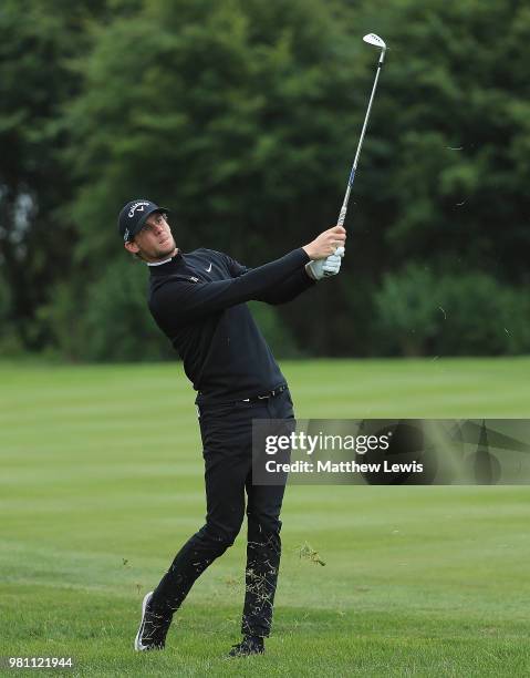 Thomas Pieters of Belguim plays his second shot from the 1st fairway during day two of the BMW International Open at Golf Club Gut Larchenhof on June...