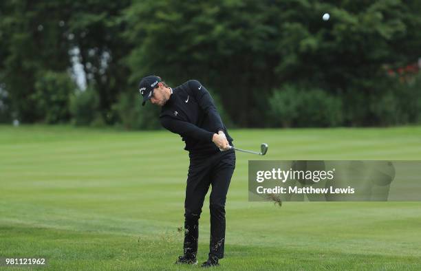 Thomas Pieters of Belguim plays his second shot from the 1st fairway during day two of the BMW International Open at Golf Club Gut Larchenhof on June...