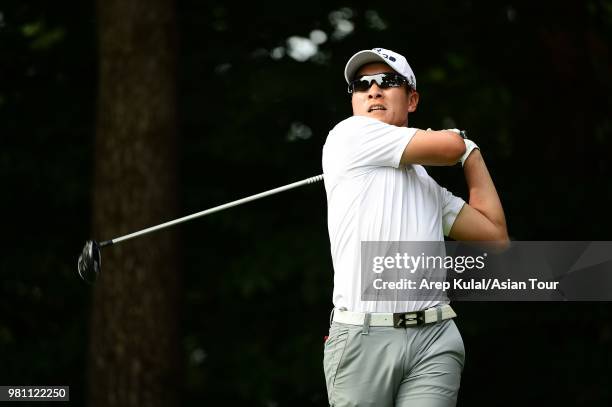 Kim of Korea pictured during round two of the Kolon Korea Open Golf Championship at Woo Jeong Hills Country Club on June 22, 2018 in Cheonan, South...