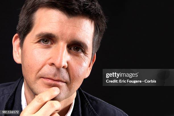 Journalist Thomas Sotto poses during a portrait session in Paris, France on .