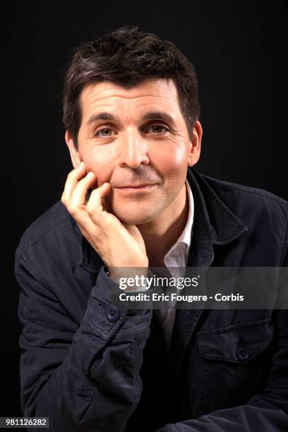 Journalist Thomas Sotto poses during a portrait session in Paris, France on .