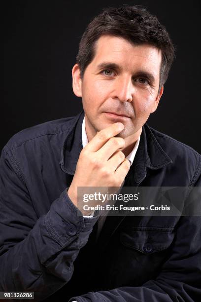 Journalist Thomas Sotto poses during a portrait session in Paris, France on .