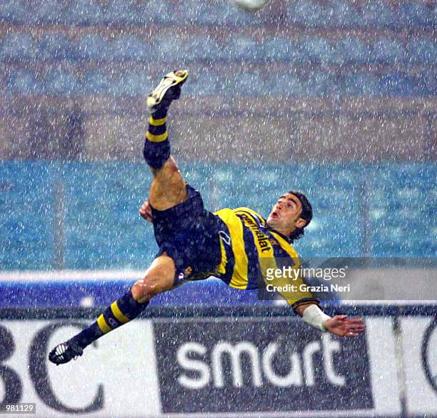 Fabio Cannavaro of Parma in action before the suspension of the Serie A 25th Round League match between Lazio and Parma played at the Olympic Stadium...