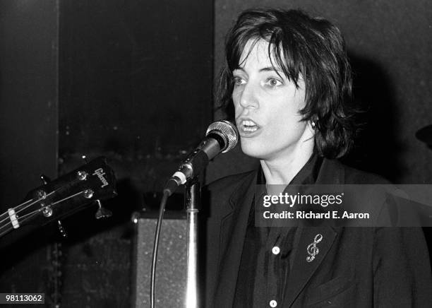 Patti Smith performing with the Patti Smith Group at CBGB's club in New York City on April 04 1975