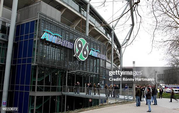 General view of the AWD Arena is taken prior to the Bundesliga match between Hannover 96 and 1. FC Koeln at AWD Arena on March 27, 2010 in Hanover,...