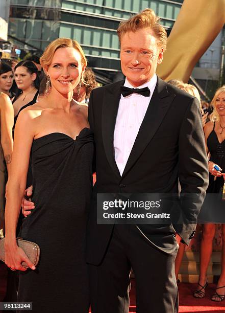 Conan O'Brien arrives at the 61st Annual Primetime Emmy Awards at the Nokia Theatre L.A. Live on September 20, 2009 in Los Angeles, California.