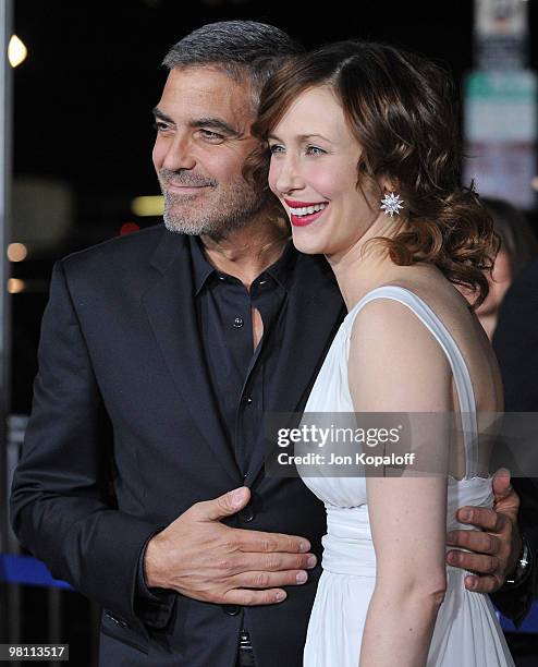 Actor George Clooney and actress Vera Farmiga arrive at the Los Angeles Premiere "Up In The Air" at Mann Village Theatre on November 30, 2009 in...