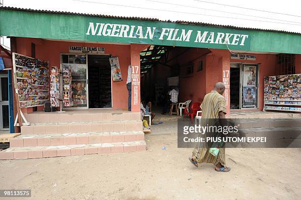 By Sonia BAKARIC A man walks past the entrance of the Nigerian film market in Lagos on March 26, 2010. In just 13 years, Nollywood has grown from...