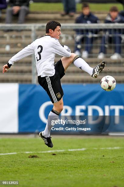 Nico Schulz of Germany in action during the U17 Euro Qualifier match between Switzerland and Germany at the Bruegglifield Stadium on March 27, 2010...