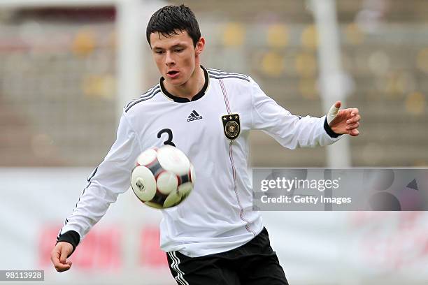 Nico Schulz of Germany in action during the U17 Euro Qualifier match between Switzerland and Germany at the Bruegglifield Stadium on March 27, 2010...