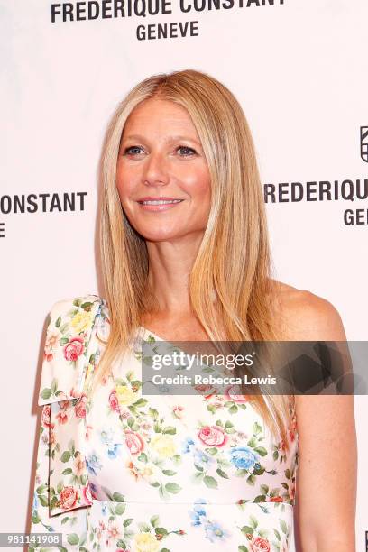 Gwyneth Paltrow attends the launch of "Gwyneth Paltrow x Frederique Constant" Ladies Automatic collection at the Design Museum on June 21, 2018 in...