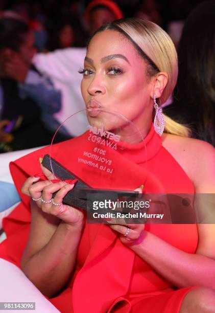 Evolution Award recipient Lala Anthony attends the BET Her Awards presented by Bumble at Conga Room on June 21, 2018 in Los Angeles, California.