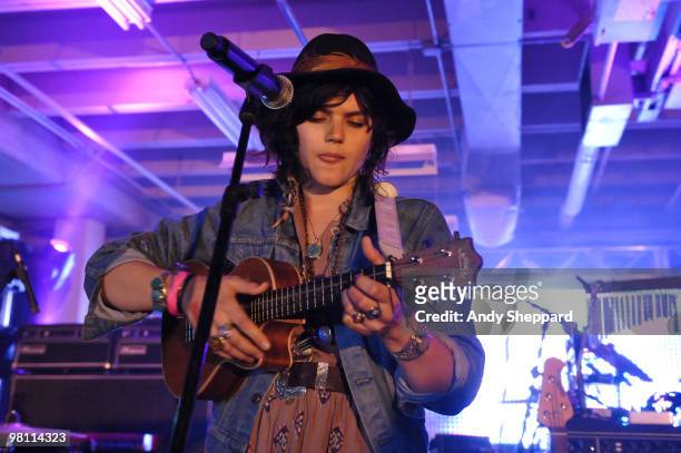 French singer and actress Stephanie Sokolinski aka Soko performs at Perez Hilton's - One Night in Austin Party during day 4 of SXSW 2010 Music...