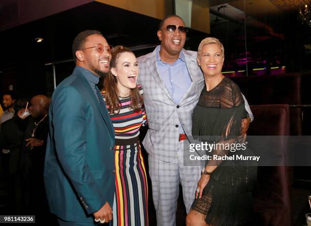 Romeo Miller, Chief Brand Officer at Bumble Alex Williamson, Master P, and BET Her SVP of Media Sales Michele Thornton attend the BET Her Awards...