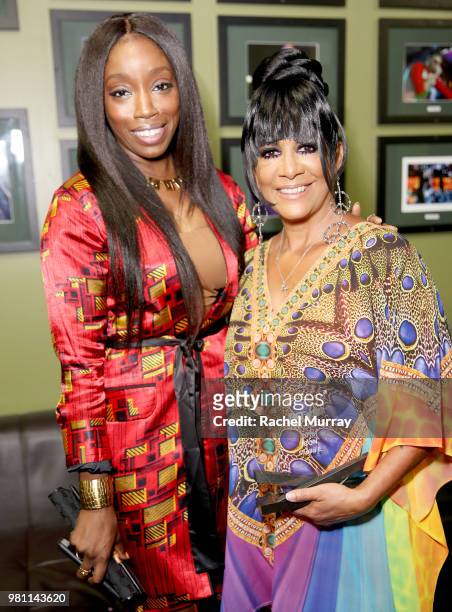 Singer Estelle and Icon Award recipient Sheila E. Attend the BET Her Awards Presented By Bumble at Conga Room on June 21, 2018 in Los Angeles,...