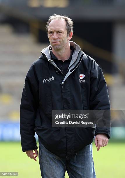 Saracens director of rugby Brendan Venter looks on during the Guinness Premiership match between Saracens and Newcastle Falcons at Vicarage Road on...