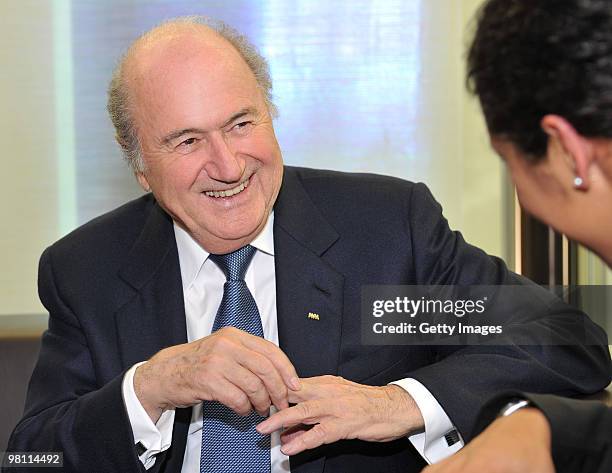 Fifa President Joseph S. Blatter smiles during the Fifa Meeting at the Fifa headquarters on March 29, 2010 in Zurich, Switzerland.