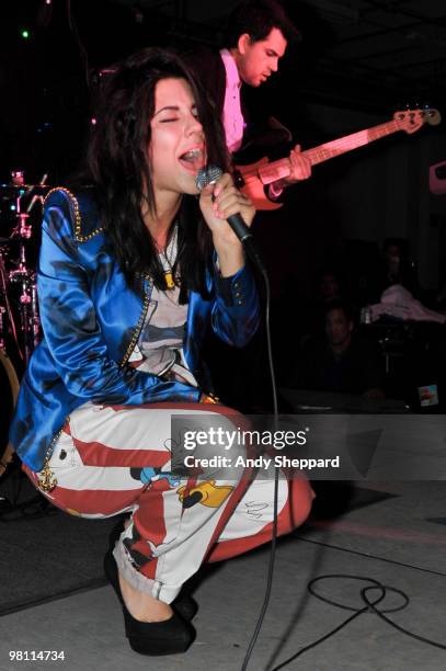 Marina Lambrini Diamandis of Marina & The Diamonds performs at Perez Hilton's - One Night in Austin Party during day 4 of SXSW 2010 Music Festival on...