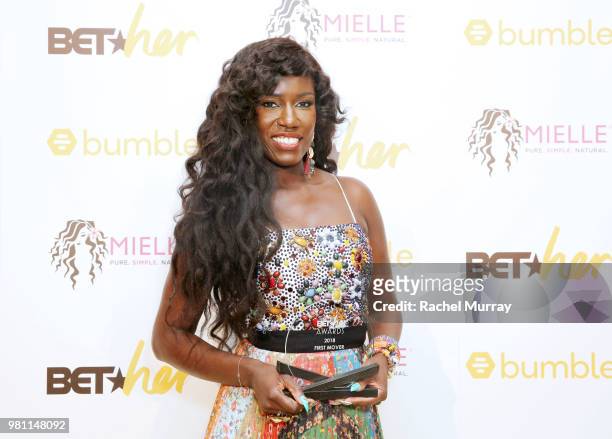 Bozoma Saint John recipient of the First Mover Award attends the BET Her Awards presented by Bumble at Conga Room on June 21, 2018 in Los Angeles,...