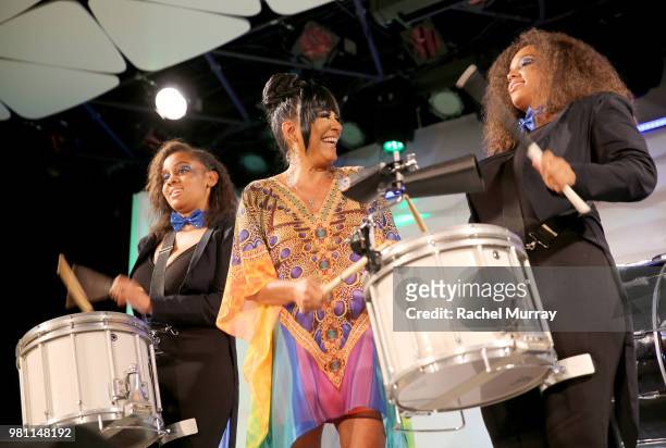 Icon Award recipient Sheila E. Onstage during the BET Her Awards Presented By Bumble at Conga Room on June 21, 2018 in Los Angeles, California.