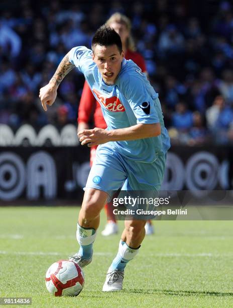 Marek Hamsik of Napoli in action during the Serie A match between SSC Napoli and Catania Calcio at Stadio San Paolo on March 28, 2010 in Naples,...