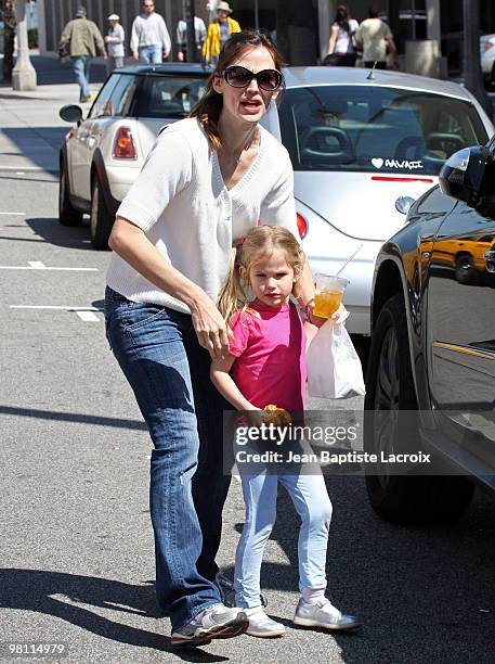 Jennifer Garner and Violet Affleck are seen on March 13, 2010 in Santa Monica, California.