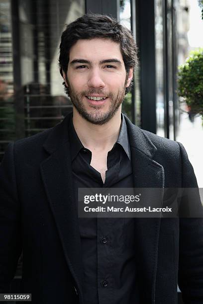 Tahar Rahim poses for Romy Schneider And Patrick Dewaere Awards Brunch - 2010 at Hyatt Regency Madeleine on March 29, 2010 in Paris, France.