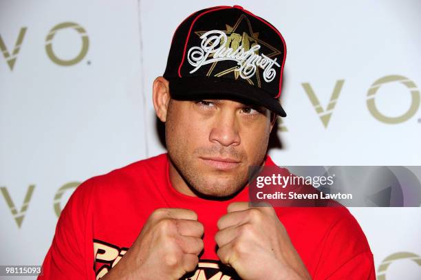 Fighter Tito Ortiz arrives to celebrate his birthday at Lavo Restaurant & Nightclub at The Palazzo on February 7, 2010 in Las Vegas, Nevada.