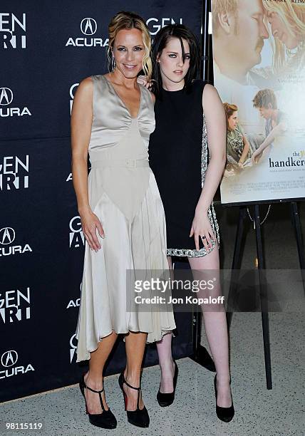 Actress Maria Bello and actress Kristen Stewart arrive at the Los Angeles Premiere "The Yellow Handkerchief" at the Pacific Design Center on February...