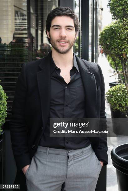 Tahar Rahim poses for Romy Schneider And Patrick Dewaere Awards Brunch - 2010 at Hyatt Regency Madeleine on March 29, 2010 in Paris, France.