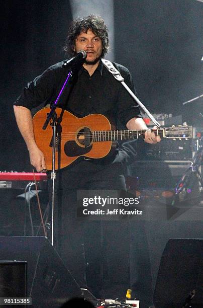 Musician Jeff Tweedy of Wilco performs at 2010 MusiCares Person Of The Year Tribute To Neil Young at the Los Angeles Convention Center on January 29,...