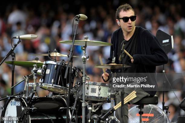 Kim Moyes of The Presets performs on stage at Docklands Stadium on 28th February 2009 in Melbourne, Australia.