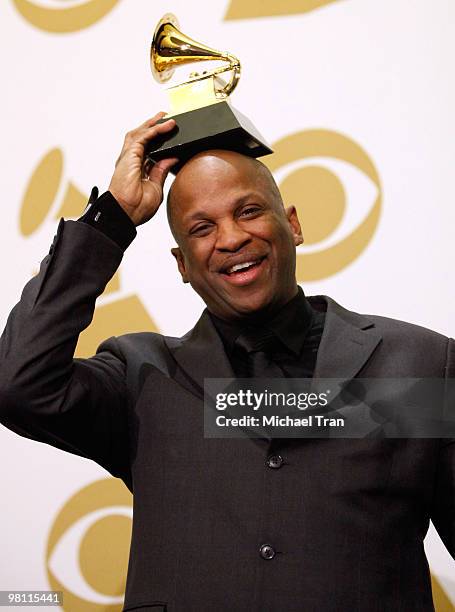 Singer Donnie McClurkin poses in the press room at the 52nd Annual GRAMMY Awards held at Staples Center on January 31, 2010 in Los Angeles,...