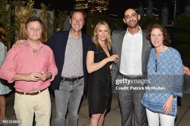 Peter Mathison, Evan Haymes, Rebecca Shapiro, Jon Shaprio and Courtney Tuttle attend Summer Birthday Cocktails For Lawrence Kaplan at Tower 270 -...