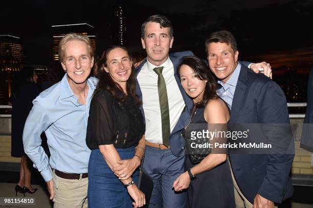 Bart Halpern, Cecile D'Amelio, Brian Harlin, Jessie Harlin and Lawrence Kaplan attend Summer Birthday Cocktails For Lawrence Kaplan at Tower 270 -...