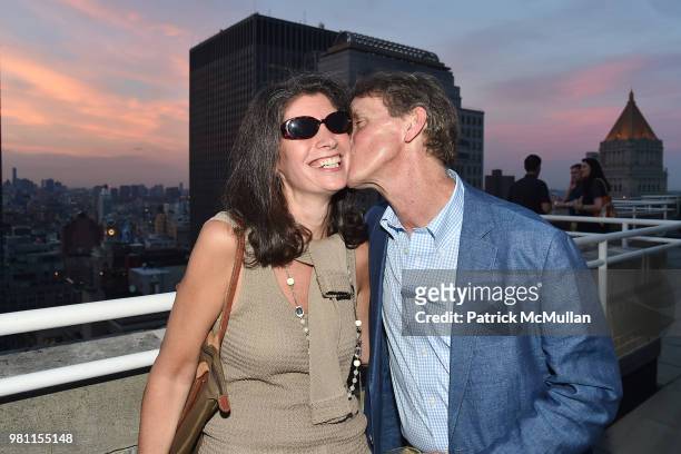 Jennifer Mirsky and Charlie Johnson attend Summer Birthday Cocktails For Lawrence Kaplan at Tower 270 - Rooftop on June 21, 2018 in New York City.