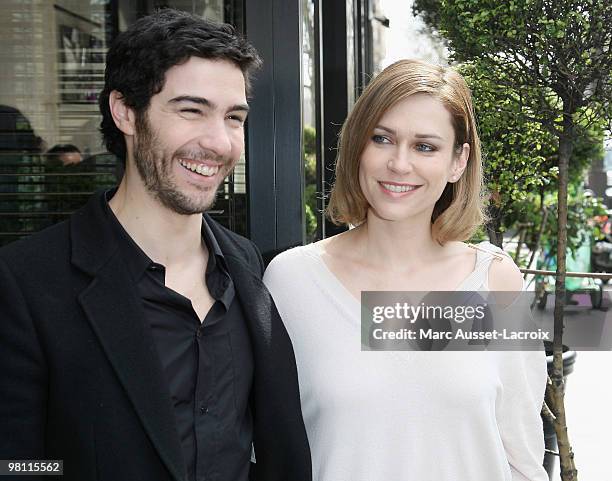 Tahar Rahim and Marie-Josee Croze pose for Romy Schneider And Patrick Dewaere Awards Brunch - 2010 at Hyatt Regency Madeleine on March 29, 2010 in...