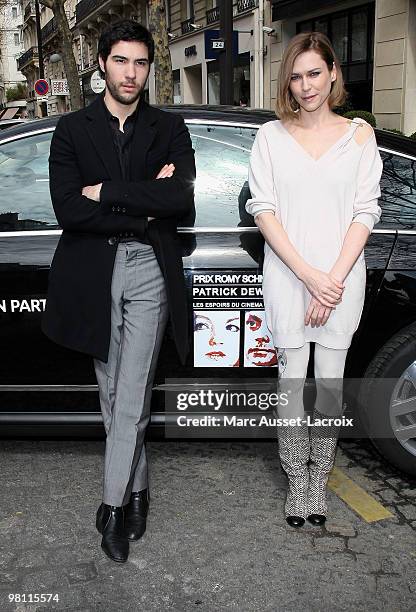 Tahar Rahim and Marie-Josee Croze pose for Romy Schneider And Patrick Dewaere Awards Brunch - 2010 at Hyatt Regency Madeleine on March 29, 2010 in...