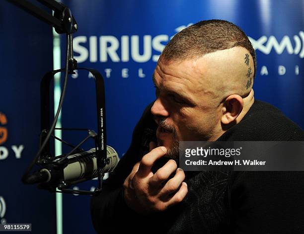 Ultimate fighter Chuck Liddell visits the SIRIUS XM Studio on March 29, 2010 in New York City.