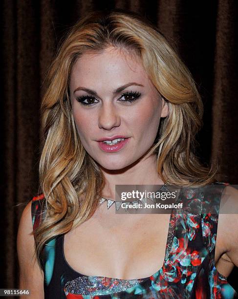 Actress Anna Paquin arrives at the 12th Annual Costume Designers Guild Awards at the Beverly Hilton Hotel on February 25, 2010 in Beverly Hills,...