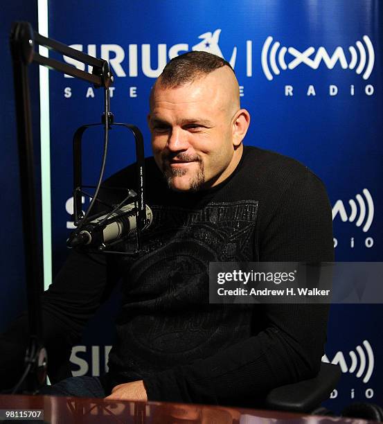 Ultimate fighter Chuck Liddell visits the SIRIUS XM Studio on March 29, 2010 in New York City.