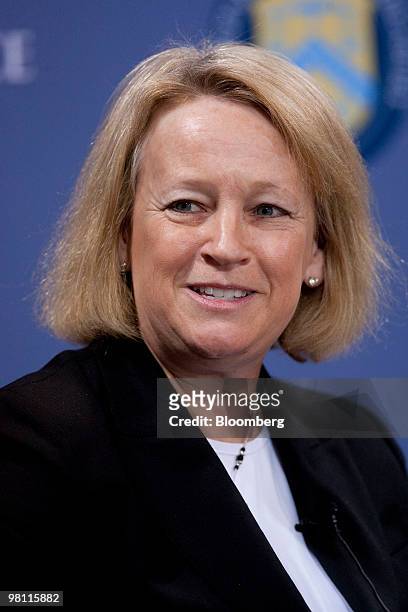 Mary Schapiro, chairman of the U.S. Securities and Exchange Commission, speaks during the Women in Finance Symposium at the Treasury Department in...