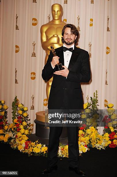 Writer Mark Boal poses in the press room at the 82nd Annual Academy Awards held at Kodak Theatre on March 7, 2010 in Hollywood, California.