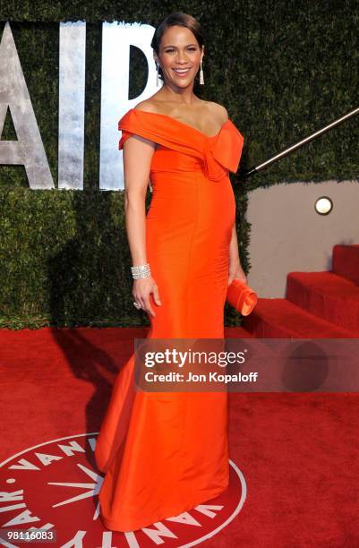 Actress Paula Patton arrives at the 2010 Vanity Fair Oscar Party held at Sunset Tower on March 7, 2010 in West Hollywood, California.