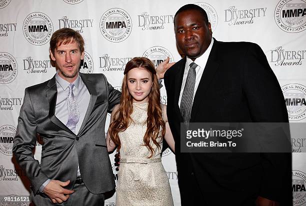 Ray McKinnon, Lily Collins, and Quinton Aaron attend the 17th annual MMPA Oscar week student filmmakers luncheon at Montage Beverly Hills on March 5,...